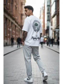 Tricou barbati alb, cu imprimeu pe spate, oversize 11813 D2-2.4